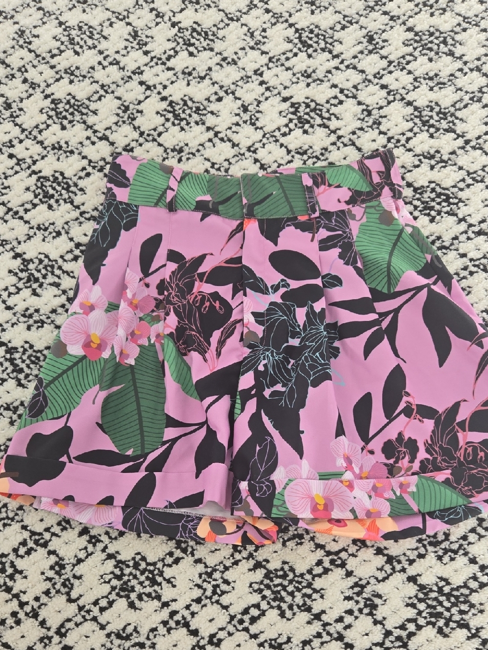 Pink Floral High-Waist Bermuda Shorts